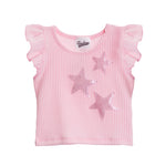 Lame Stars Ribbed Ruffle Crop Tank - Denny's