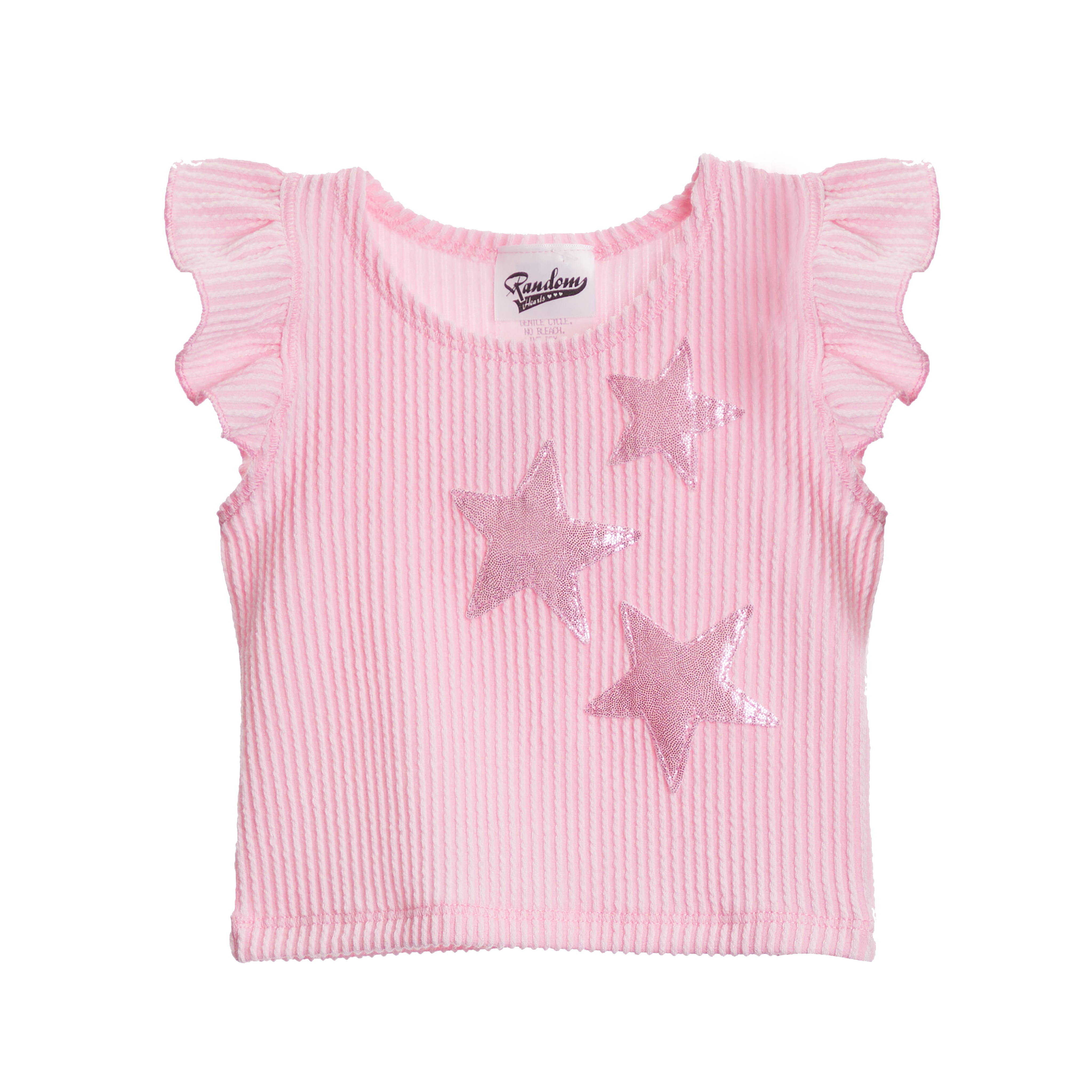 Lame Stars Ribbed Ruffle Crop Tank - Denny's