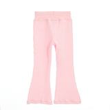 Pink Ribbed Flare Pant - Denny's