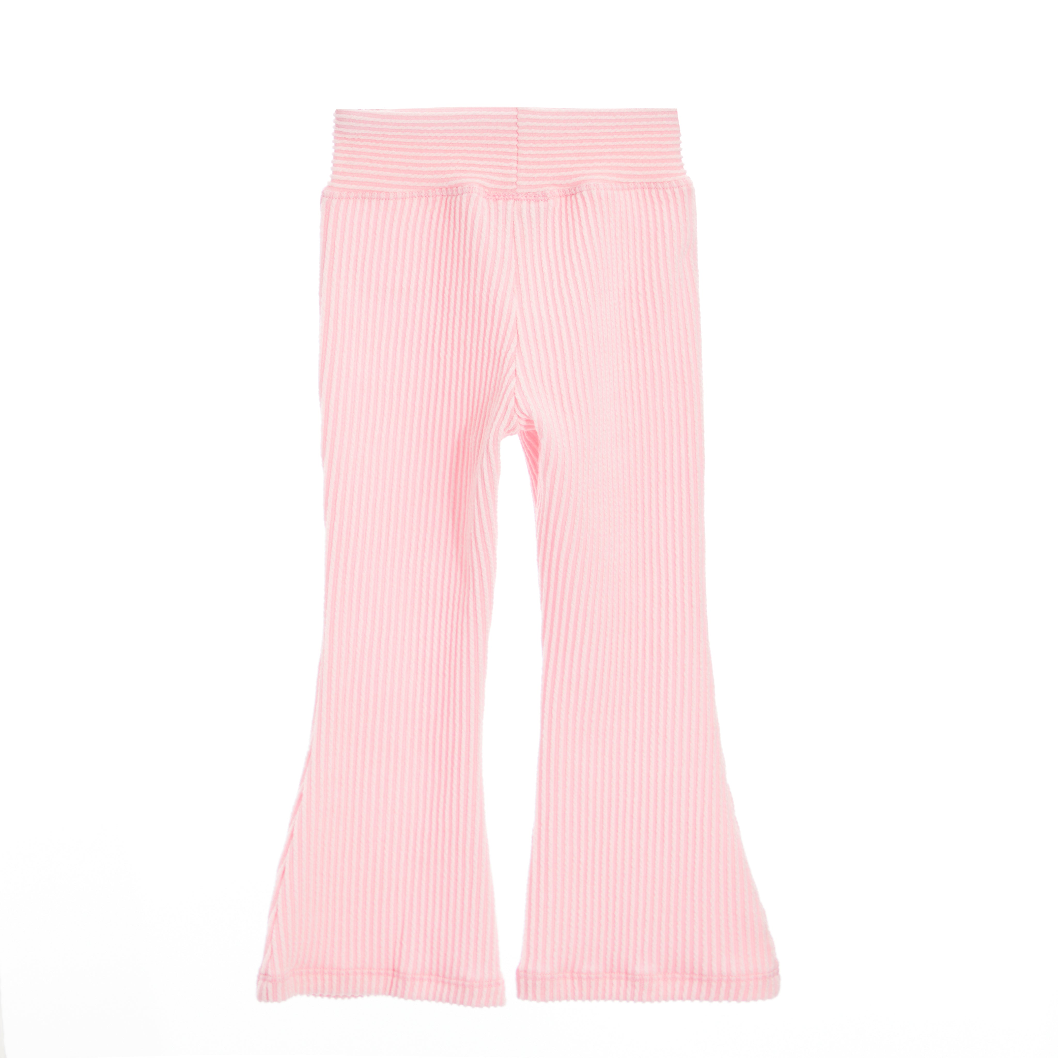 Pink Ribbed Flare Pant - Denny's