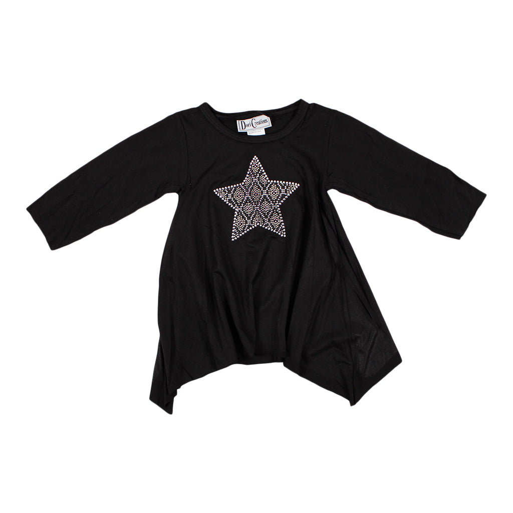 Long Sleeve Black Angle Tee with Pink/Black/Silver with Star - Denny's