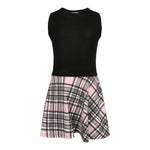 Pink & Grey Plaid Bottom Sleeveless Dress - Denny's