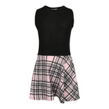 Pink & Grey Plaid Bottom Sleeveless Dress - Denny's