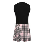 Pink & Grey Plaid Bottom Sleeveless Dress - Denny's