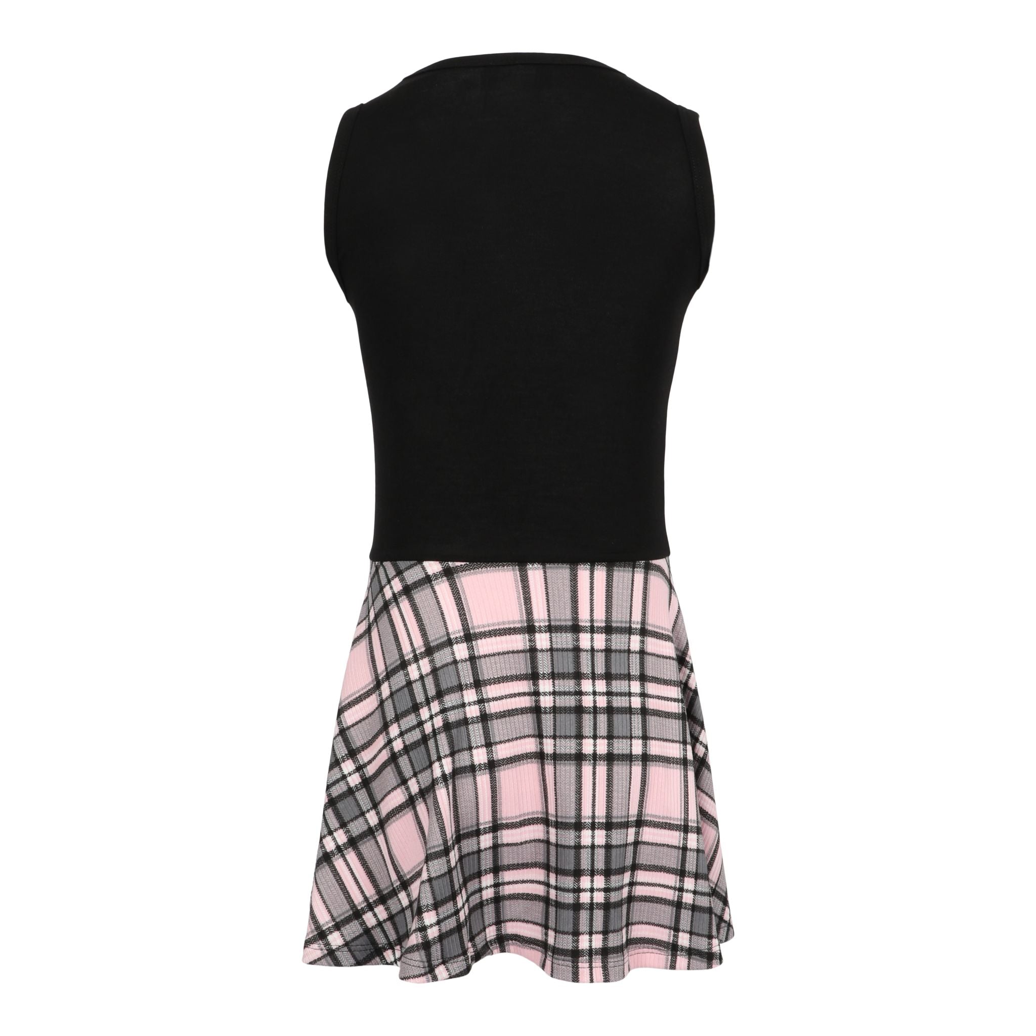 Pink & Grey Plaid Bottom Sleeveless Dress - Denny's