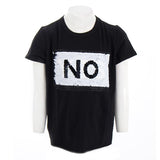Short Sleeve Tee with Tie & Yes/No Sequin - Denny's