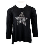 Long Sleeve Black Tee Hi Lo Silver Star - Denny's