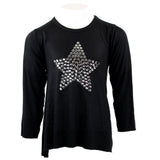 Long Sleeve Black Tee Hi Lo Silver Star - Denny's