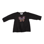 Long Sleeve Black Tee with Bright Butterfly - Denny's