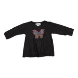 Long Sleeve Black Tee with Bright Butterfly - Denny's