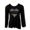 Long Sleeve Tee Black Gold Silver Heart - Denny's