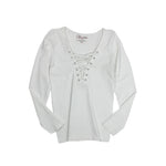 Long Sleeve Criss Cross Grommet Lace Up - Denny's