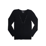 Long Sleeve Criss Cross Grommet Lace Up - Denny's