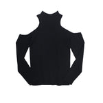 Ribbed Cold Shoulder Mock Tneck - Denny's