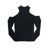 Ribbed Cold Shoulder Mock Tneck - Denny's