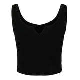 Ribbed Slit Front Crop Tank Top - Denny's