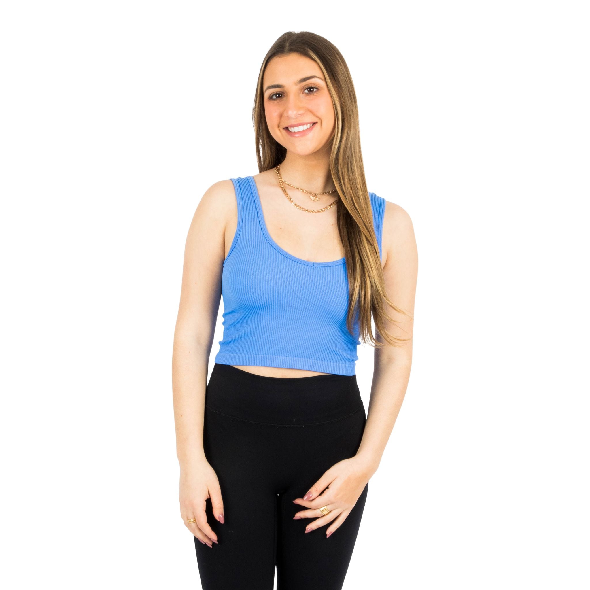 Ribbed V-Neck Crop Tank - Denny's