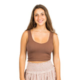 Ribbed V-Neck Crop Tank - Denny's