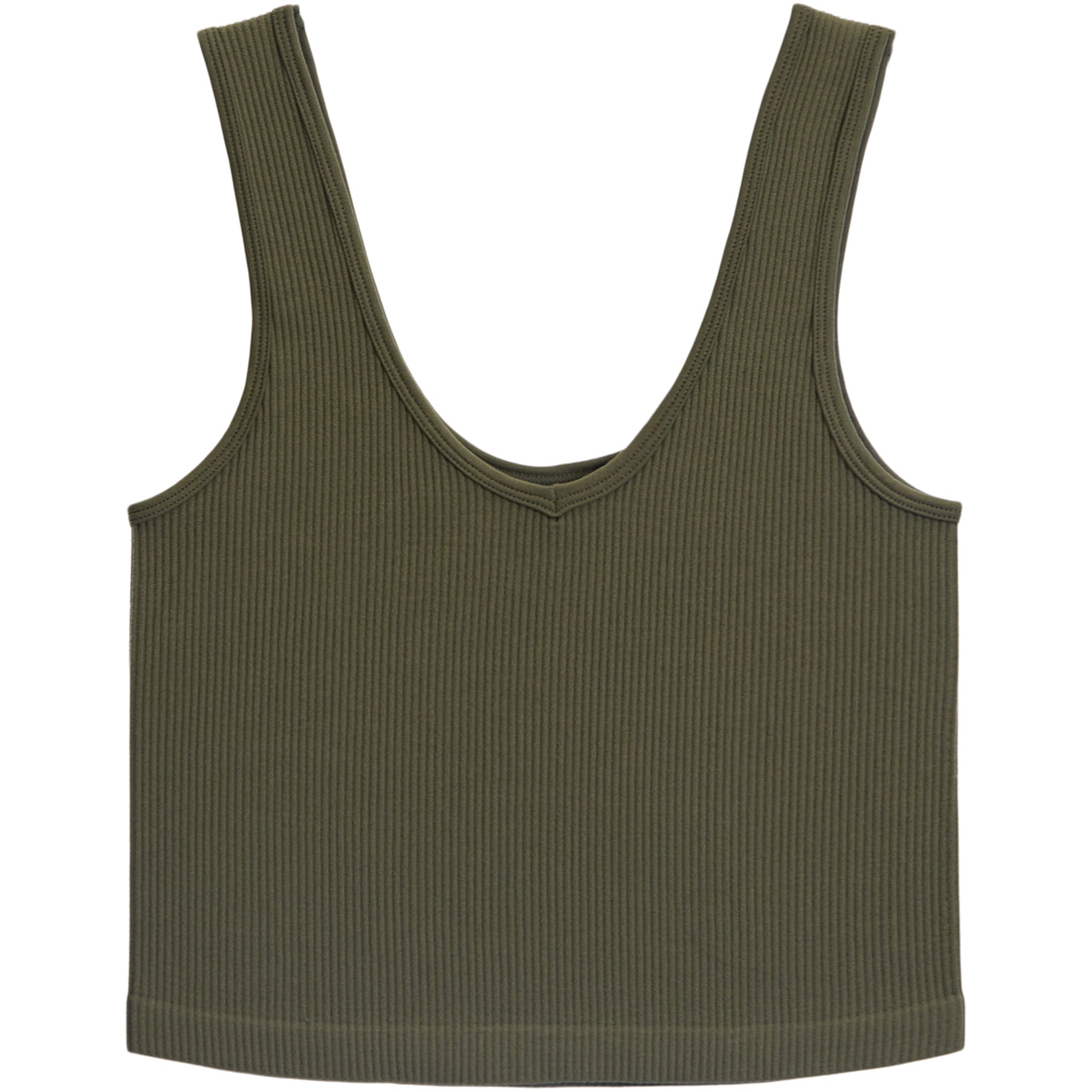 Ribbed V-Neck Crop Tank - Denny's