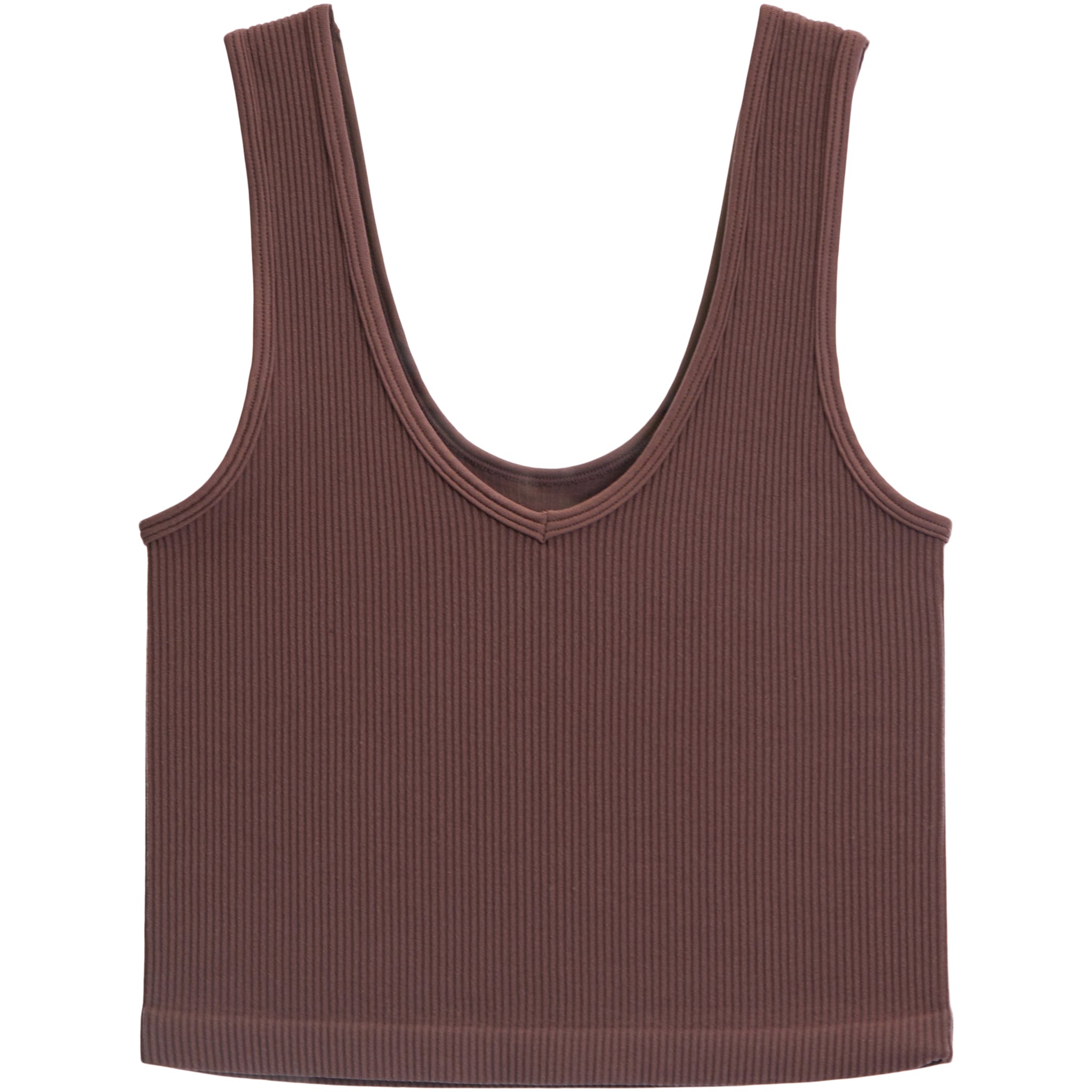 Ribbed V-Neck Crop Tank - Denny's