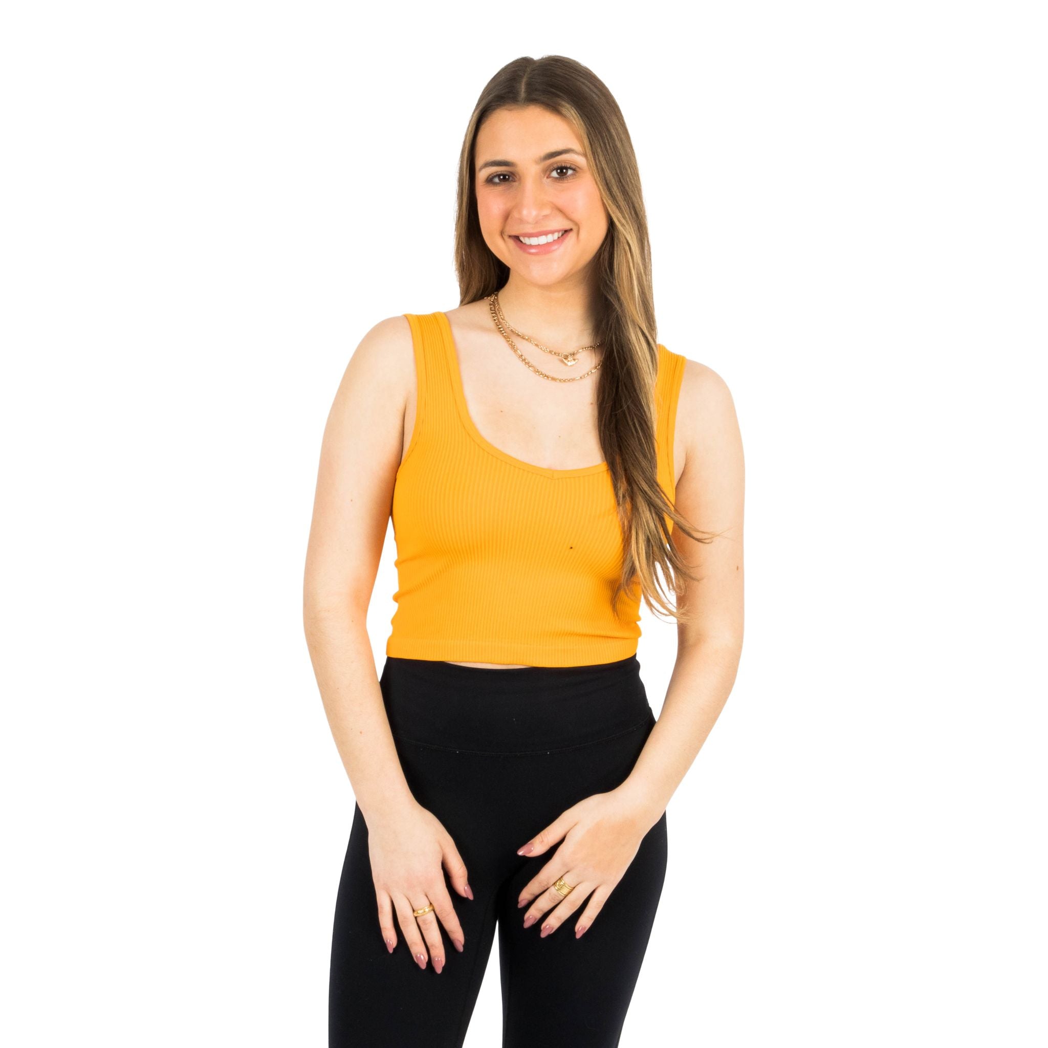 Ribbed V-Neck Crop Tank - Denny's