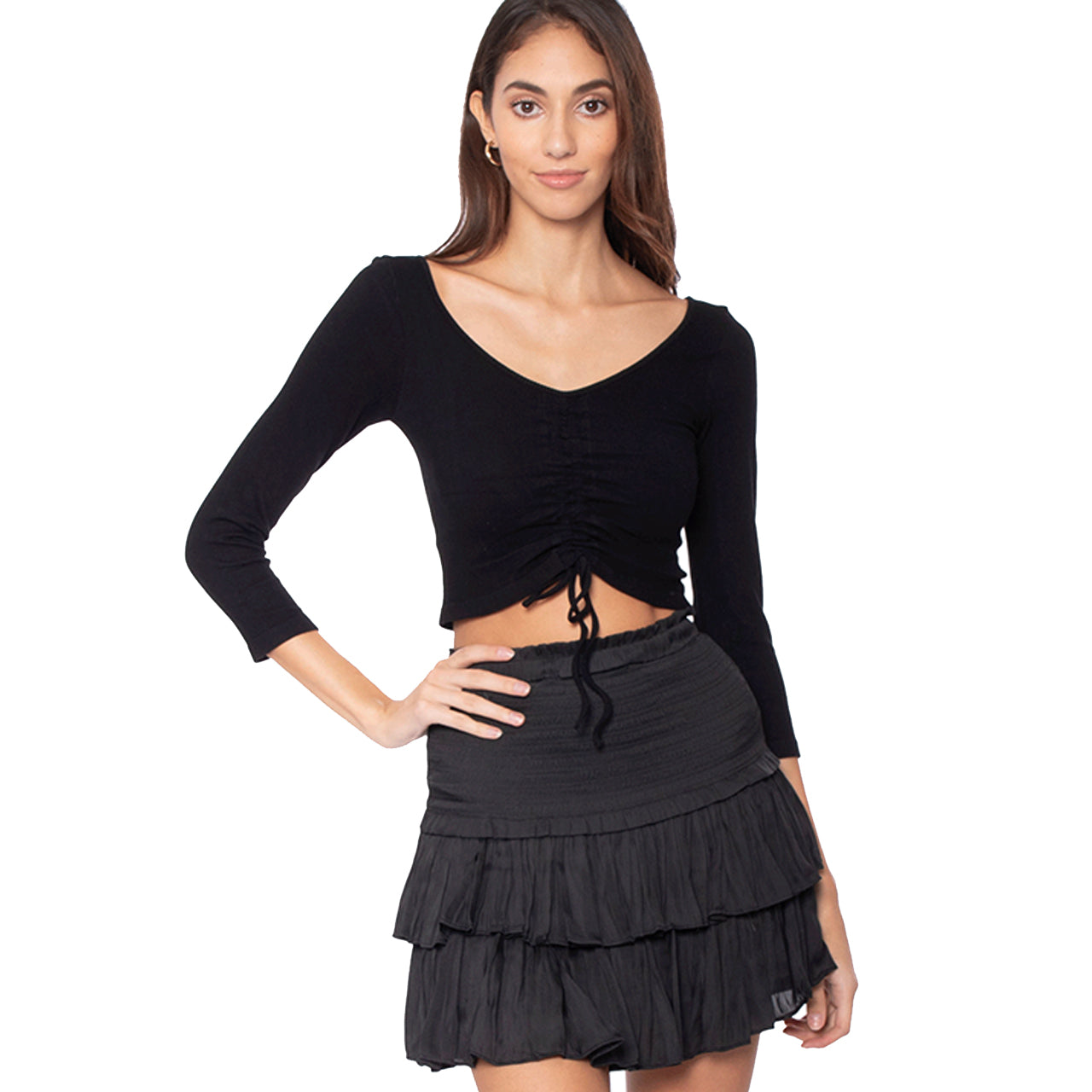 Ribbed Rouched Top - Denny's