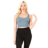 Ribbed V-Neck Crop Tank - Denny's