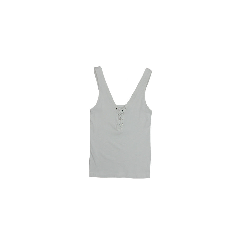 Ribbed Grommet Lace Up Tank - Denny's