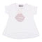 Short Sleeve White Tee Hi Lo with Lite Pink Lips - Denny's