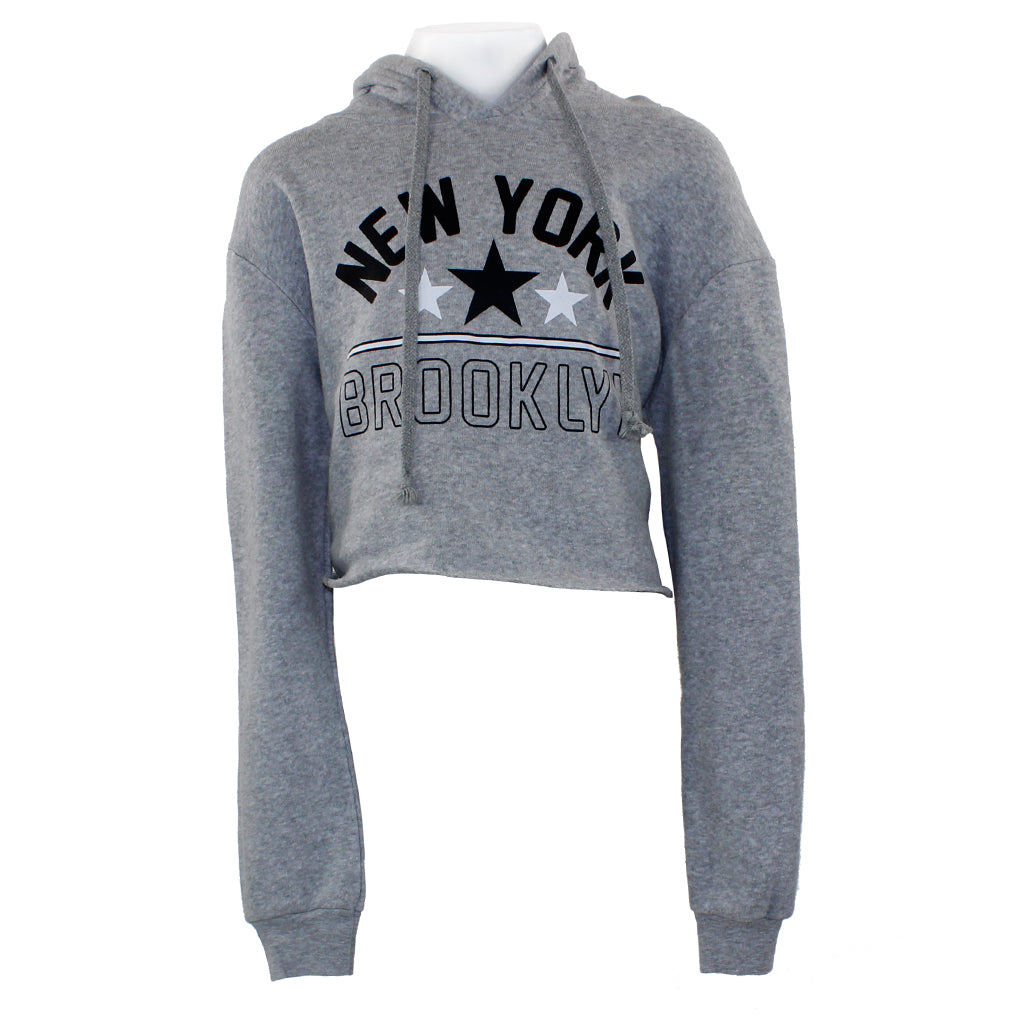 Long Sleeve Crop Hoody with Brooklyn New York - Denny's
