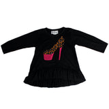 Long Sleeve Ruffle Top with Leopard & Hot Pink Heel - Denny's
