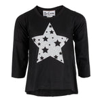 Long Sleeve Hi Lo Top with Glitter Silver Star - Denny's