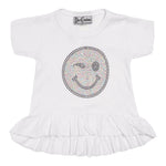 Short Sleeve Wink Smiley Ruffle Tee - Denny's