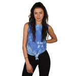 Royal Blue Crinkle Tie Dye Tie Front Tank - Denny's