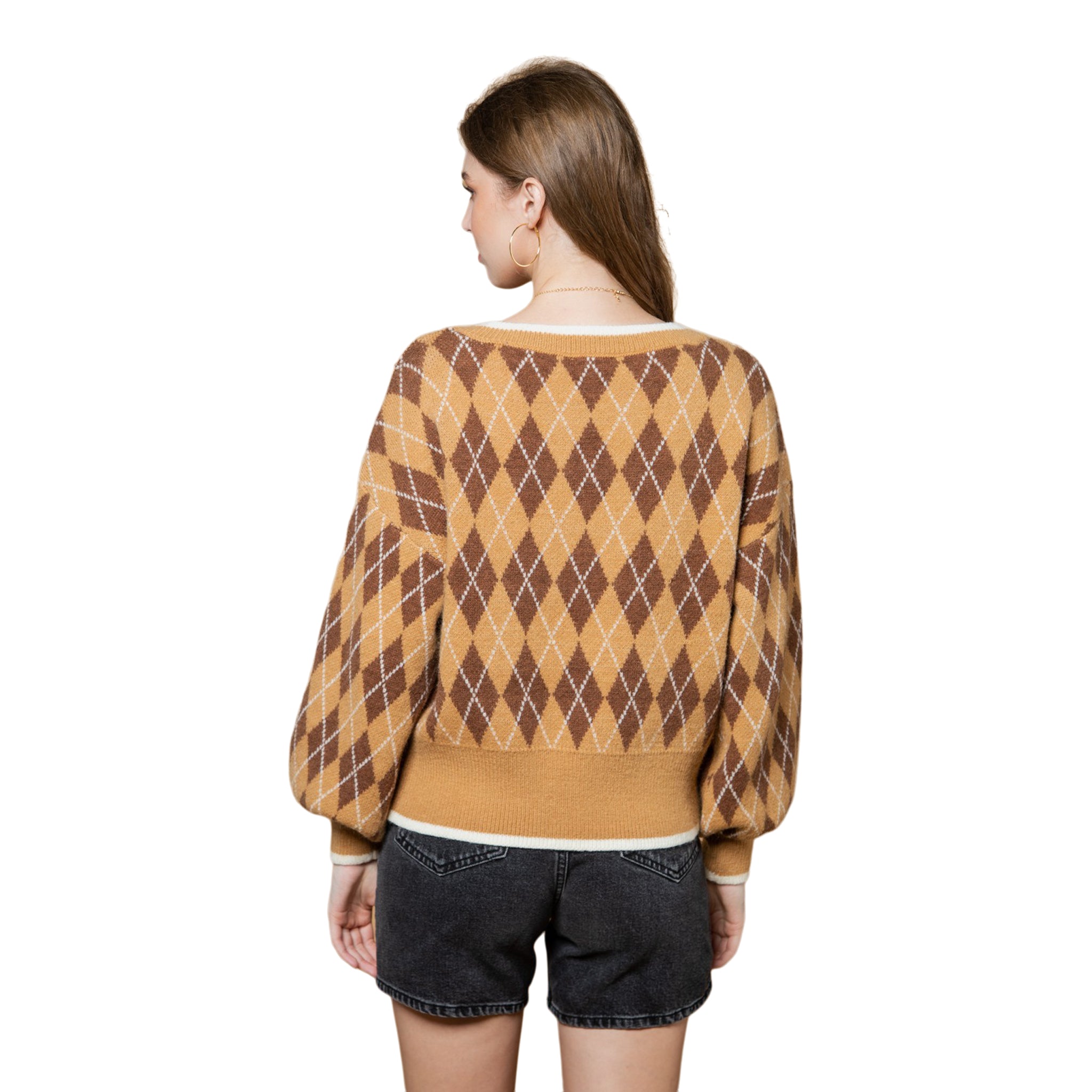 V-Neck Argyle Sweater - Denny's