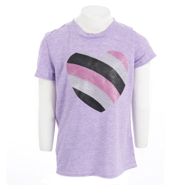 Short Sleeve Tee With Glitter Heart - Denny's