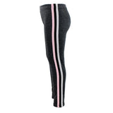 Black/White Heather with Pink/Silver and Black Sport Stripe Capri - Denny's