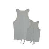 Ribbed Lace Up Back Tank - Denny's