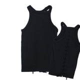 RIbbed Lace Up Back Tank - Denny's