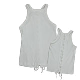RIbbed Lace Up Back Tank - Denny's