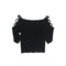 3/4 Crop Criss Cross Sleeve Top - Denny's
