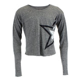 Long Sleeve Crop Top Jersey with Black/White Star - Denny's