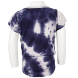 Short Sleeve Tie Front Top With Neon Stars - Denny's