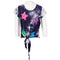Short Sleeve Tie Front Top With Neon Stars - Denny's