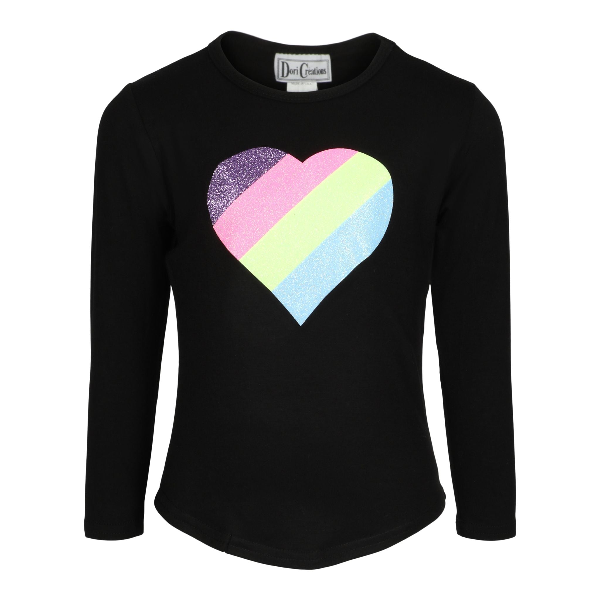 Glitter Heart Round Bottom Top - Denny's