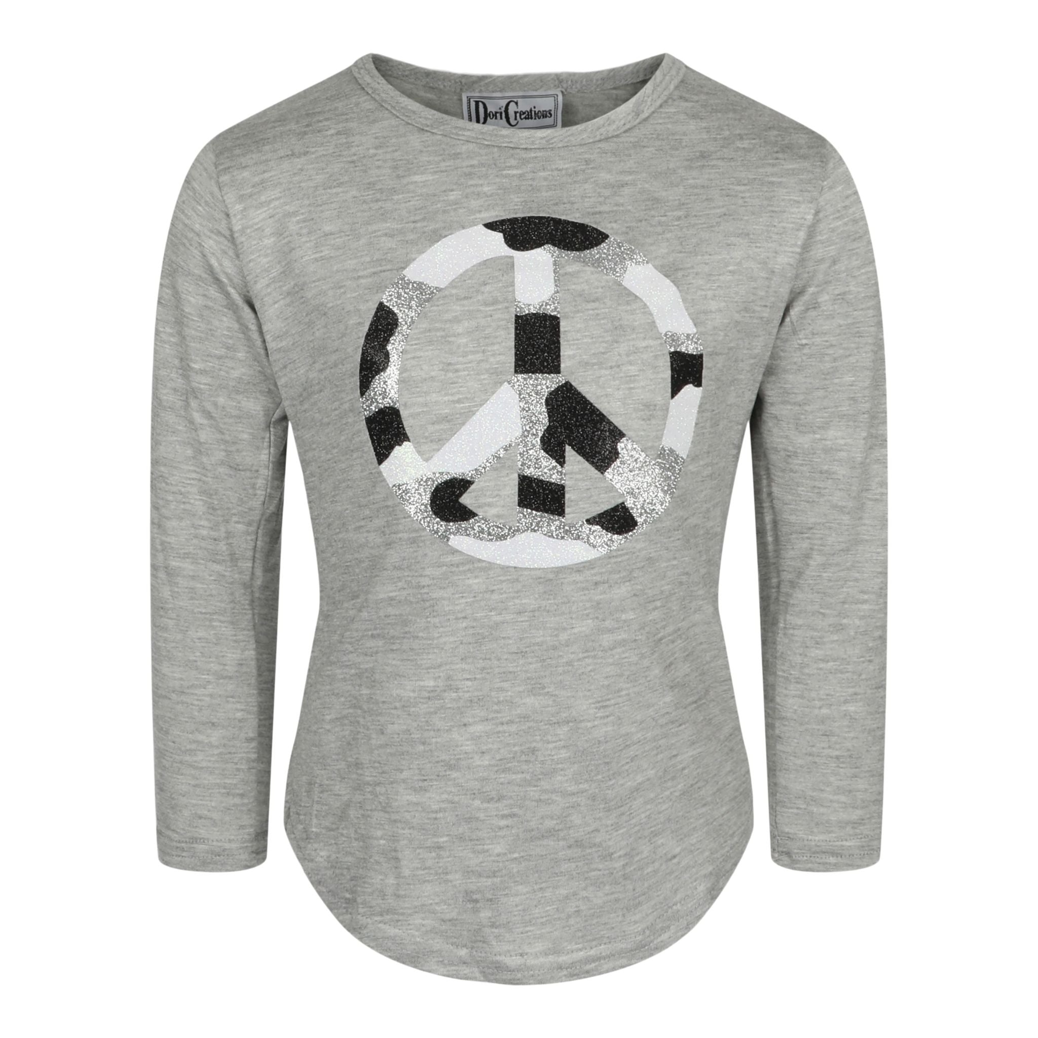 Glitter Camo Peace Round Bottom Top - Denny's