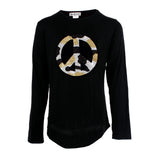 Long Sleeve Hi Lo with Metallic Peace - Denny's