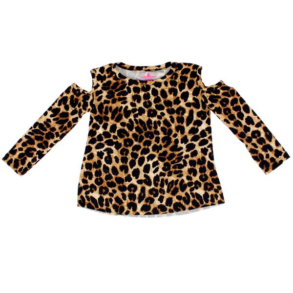 Long Sleeve Cold Shoulder Tee Leopard - Denny's