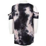 Short Sleeve Cold Shoulder Top With Neon Star - Denny's