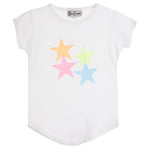 Neon Glitter Stars Round Bottom Tee - Denny's